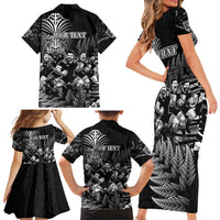 Personalized All Black Brothers Rugby Family Matching Short Sleeve Bodycon Dress and Hawaiian Shirt New Zealand Maori Haka DT02 - Polynesian Pride