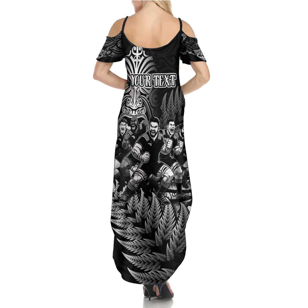 Personalized All Black Brothers Rugby Family Matching Summer Maxi Dress and Hawaiian Shirt New Zealand Maori Haka DT02 - Polynesian Pride