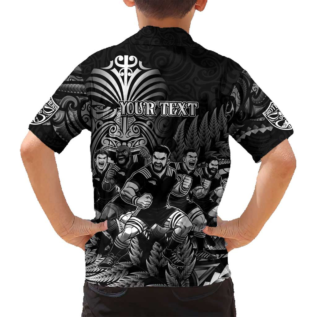 Personalized All Black Brothers Rugby Family Matching Tank Maxi Dress and Hawaiian Shirt New Zealand Maori Haka DT02 - Polynesian Pride
