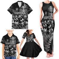 Personalized All Black Brothers Rugby Family Matching Tank Maxi Dress and Hawaiian Shirt New Zealand Maori Haka DT02 - Polynesian Pride