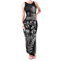 Personalized All Black Brothers Rugby Family Matching Tank Maxi Dress and Hawaiian Shirt New Zealand Maori Haka DT02 Mom's Dress Black - Polynesian Pride