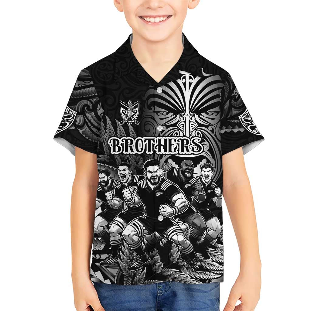 Personalized All Black Brothers Rugby Kid Hawaiian Shirt New Zealand Maori Haka DT02 Kid Black - Polynesian Pride