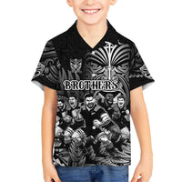 Personalized All Black Brothers Rugby Kid Hawaiian Shirt New Zealand Maori Haka DT02 Kid Black - Polynesian Pride