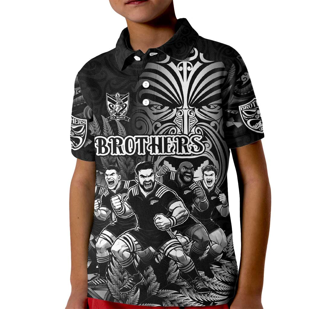 Personalized All Black Brothers Rugby Kid Polo Shirt New Zealand Maori Haka DT02 Kid Black - Polynesian Pride