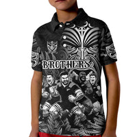 Personalized All Black Brothers Rugby Kid Polo Shirt New Zealand Maori Haka DT02 Kid Black - Polynesian Pride