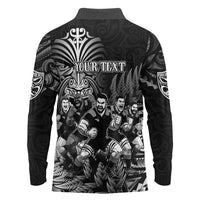 Personalized All Black Brothers Rugby Long Sleeve Polo Shirt New Zealand Maori Haka DT02 - Polynesian Pride