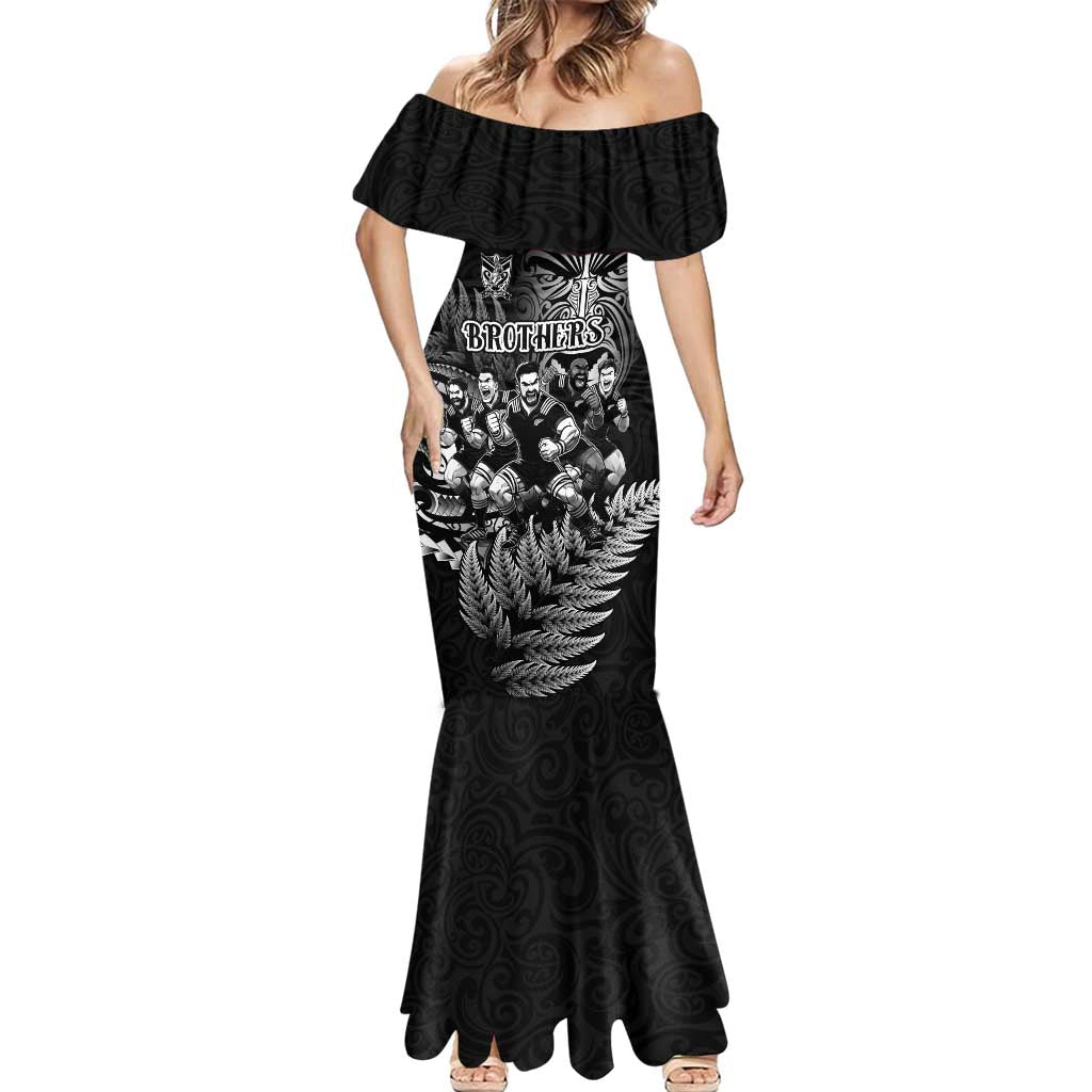 Personalized All Black Brothers Rugby Mermaid Dress New Zealand Maori Haka DT02 - Polynesian Pride