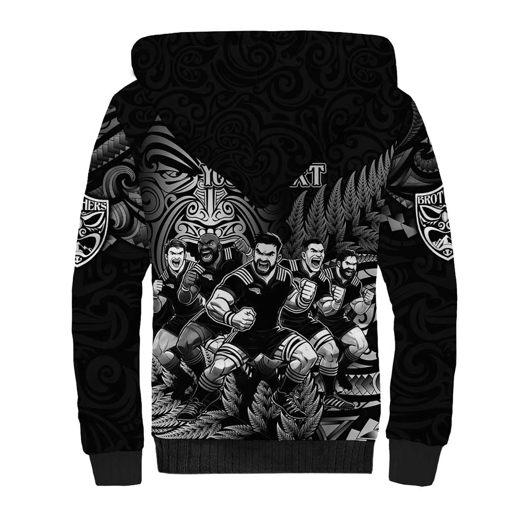 Personalized All Black Brothers Rugby Sherpa Hoodie New Zealand Maori Haka DT02 - Polynesian Pride