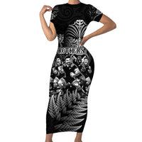 Personalized All Black Brothers Rugby Short Sleeve Bodycon Dress New Zealand Maori Haka DT02 Long Dress Black - Polynesian Pride