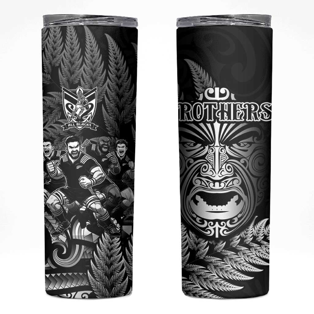 All Black Brothers Rugby Skinny Tumbler New Zealand Maori Haka DT02 Black - Polynesian Pride