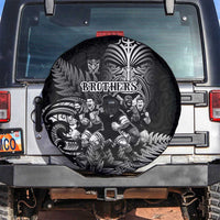 All Black Brothers Rugby Spare Tire Cover New Zealand Maori Haka DT02 Black - Polynesian Pride