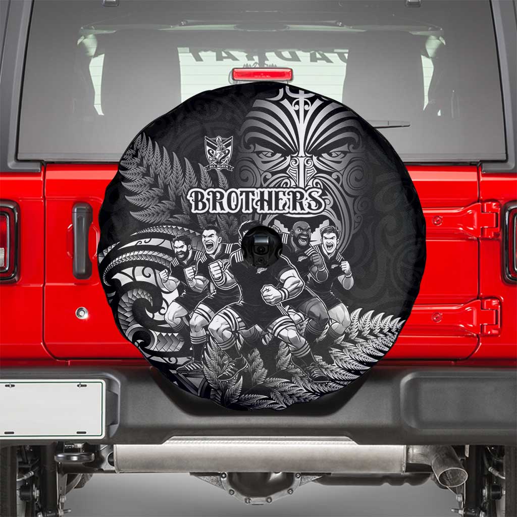 All Black Brothers Rugby Spare Tire Cover New Zealand Maori Haka DT02 - Polynesian Pride