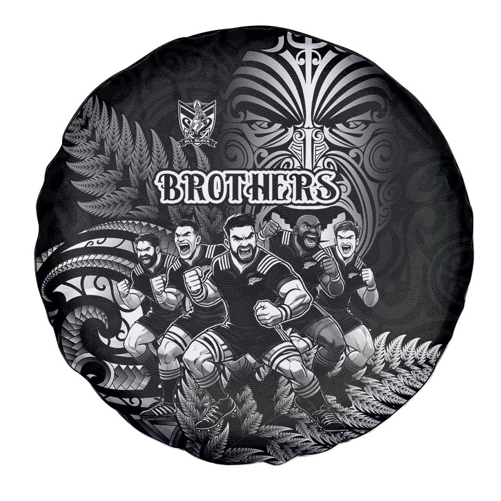 All Black Brothers Rugby Spare Tire Cover New Zealand Maori Haka DT02 - Polynesian Pride