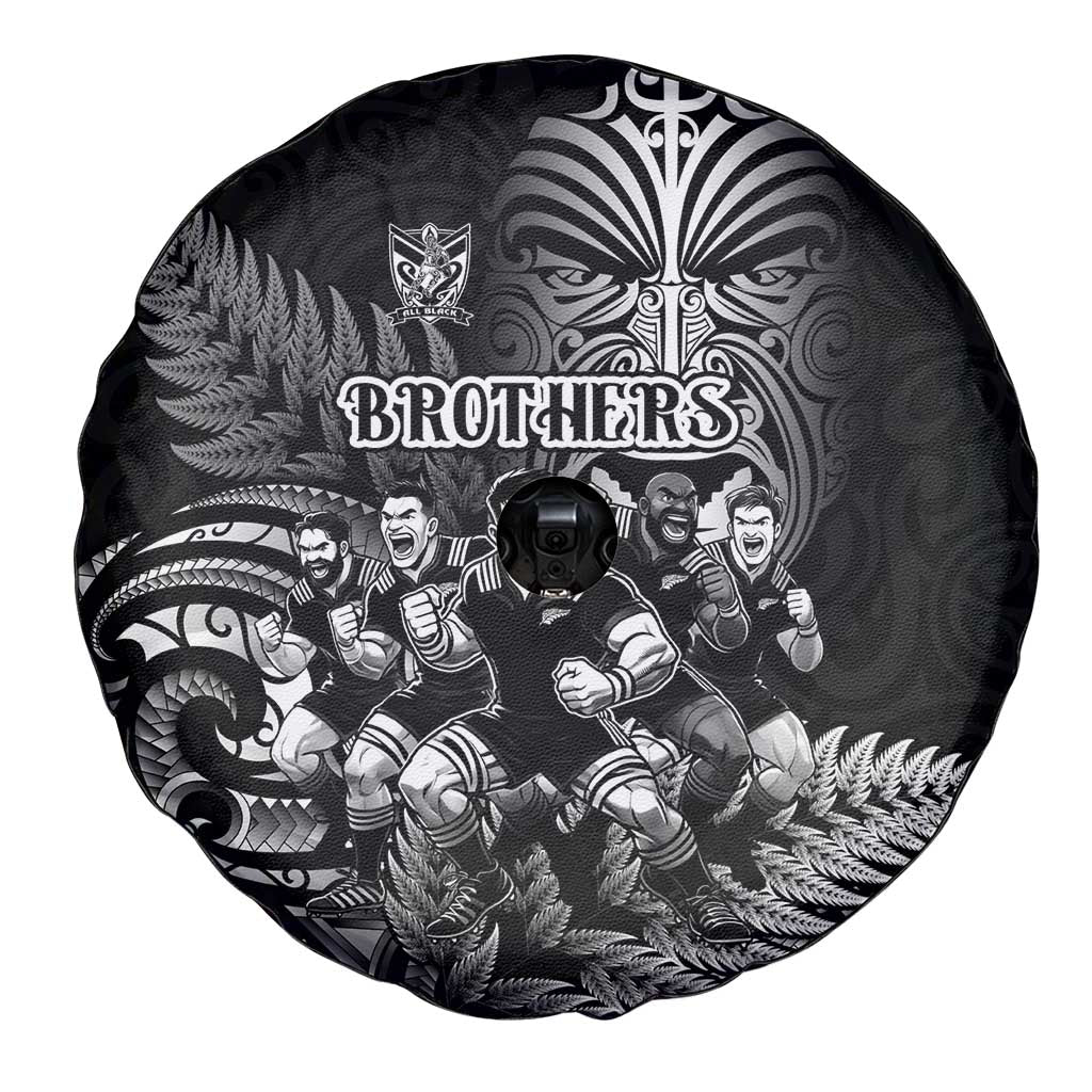 All Black Brothers Rugby Spare Tire Cover New Zealand Maori Haka DT02 - Polynesian Pride