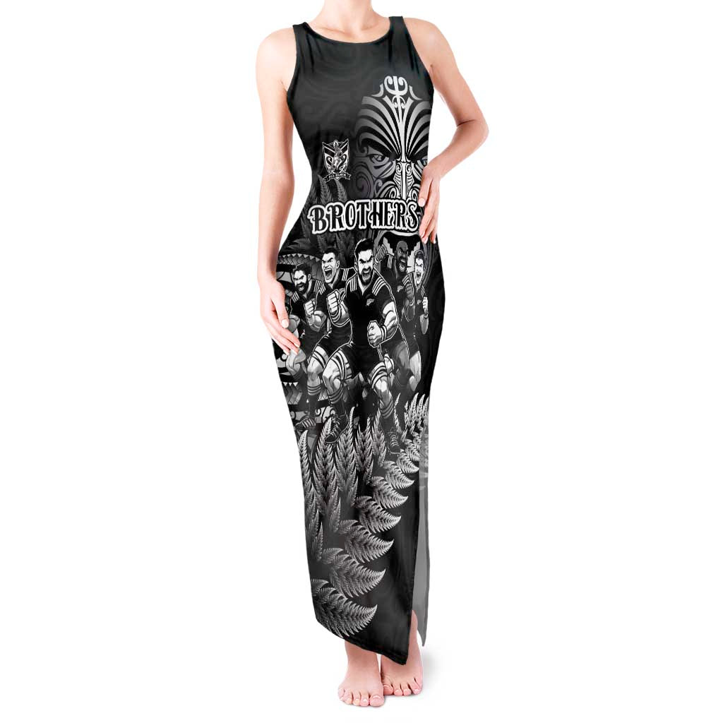 Personalized All Black Brothers Rugby Tank Maxi Dress New Zealand Maori Haka DT02 Women Black - Polynesian Pride