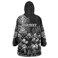 Personalized All Black Brothers Rugby Wearable Blanket Hoodie New Zealand Maori Haka DT02 - Polynesian Pride