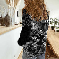 Personalized All Black Brothers Rugby Women Casual Shirt New Zealand Maori Haka