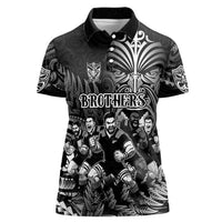 Personalized All Black Brothers Rugby Women Polo Shirt New Zealand Maori Haka DT02 Female Black - Polynesian Pride