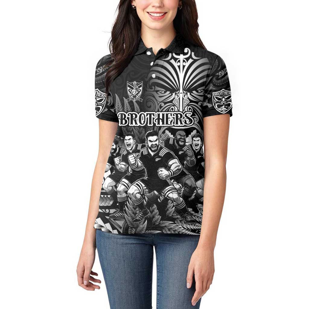 Personalized All Black Brothers Rugby Women Polo Shirt New Zealand Maori Haka DT02 - Polynesian Pride
