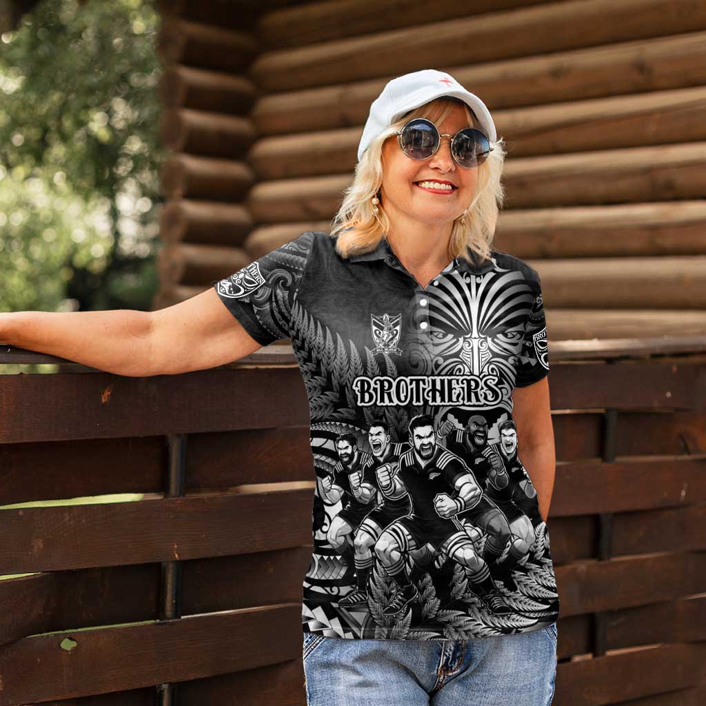 Personalized All Black Brothers Rugby Women Polo Shirt New Zealand Maori Haka DT02 - Polynesian Pride