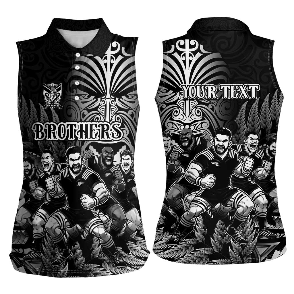 Personalized All Black Brothers Rugby Women Sleeveless Polo Shirt New Zealand Maori Haka DT02 - Polynesian Pride