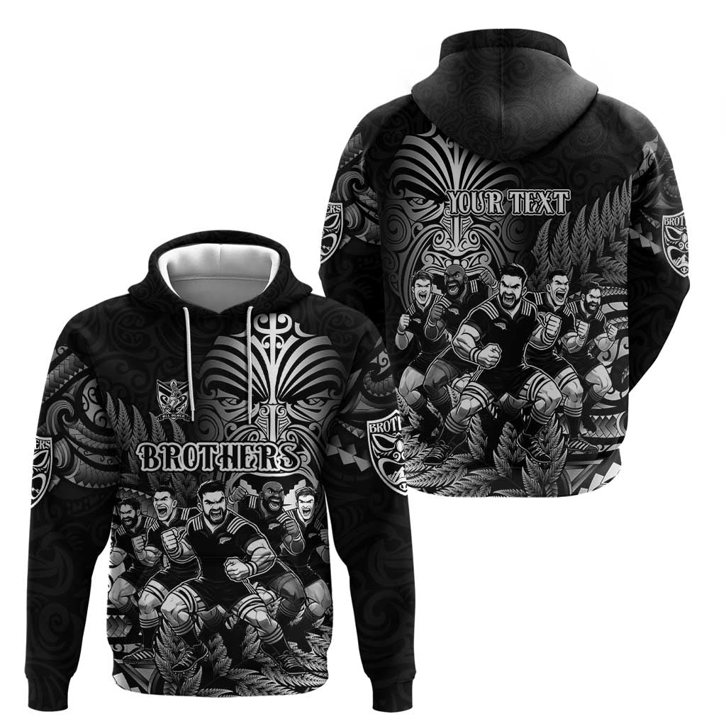 Personalized All Black Brothers Rugby Zip Hoodie New Zealand Maori Haka
