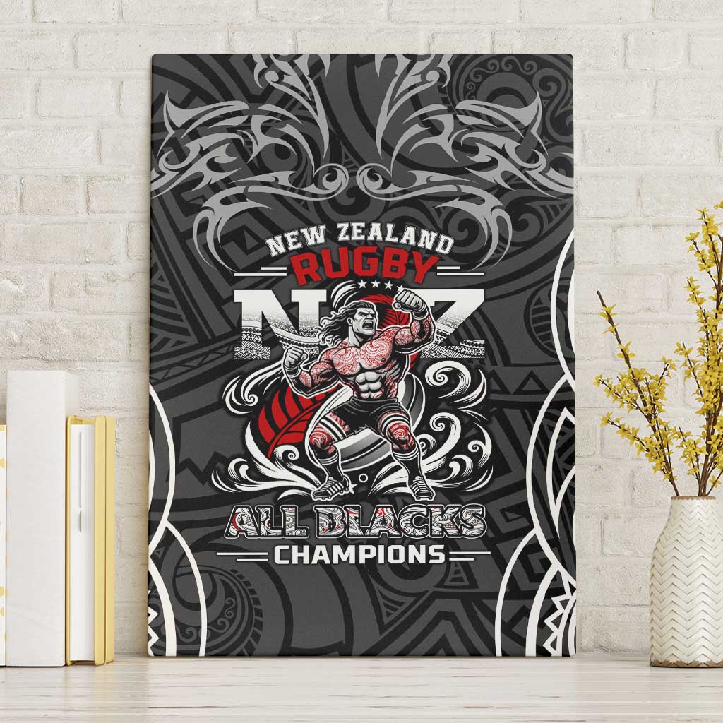 All Black NZL Rugby Champions Canvas Wall Art Maori Warrior DT02 Without Frame Black - Polynesian Pride