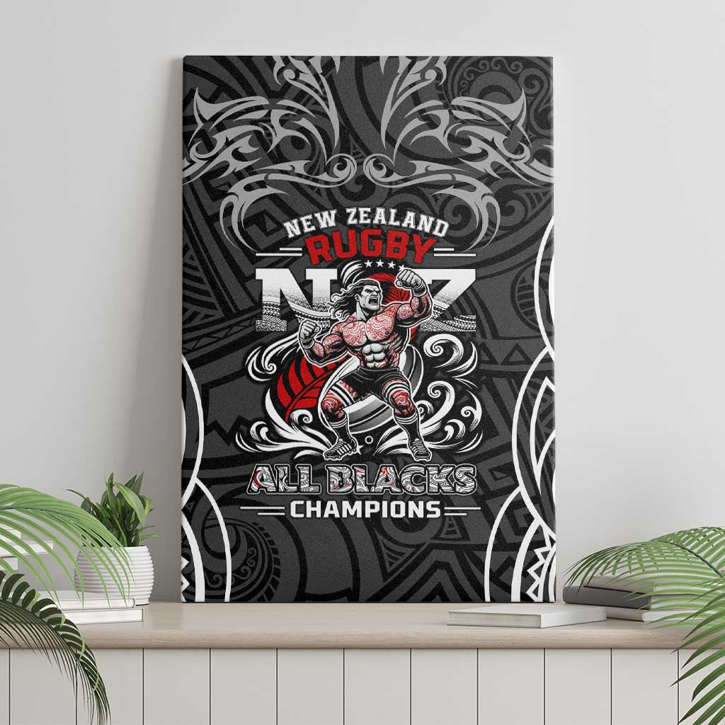 All Black NZL Rugby Champions Canvas Wall Art Maori Warrior DT02 - Polynesian Pride