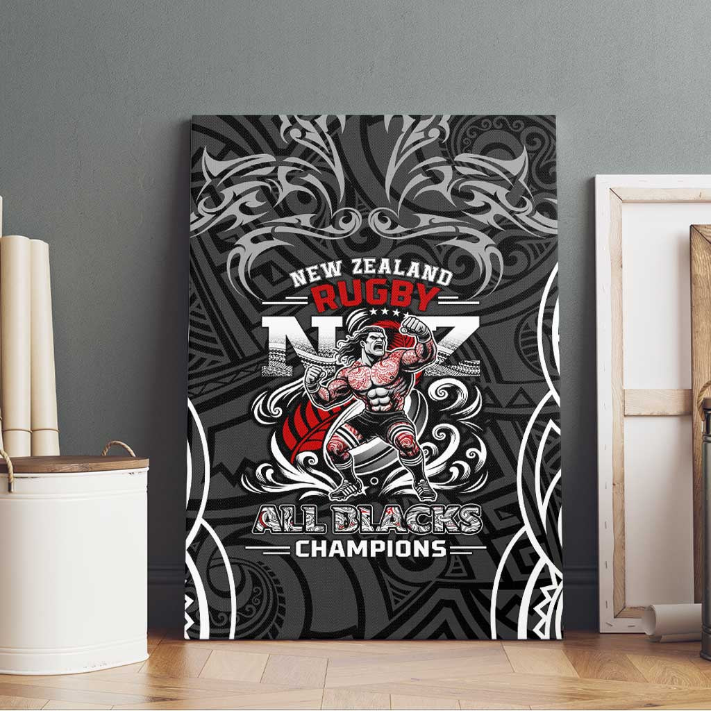 All Black NZL Rugby Champions Canvas Wall Art Maori Warrior DT02 - Polynesian Pride