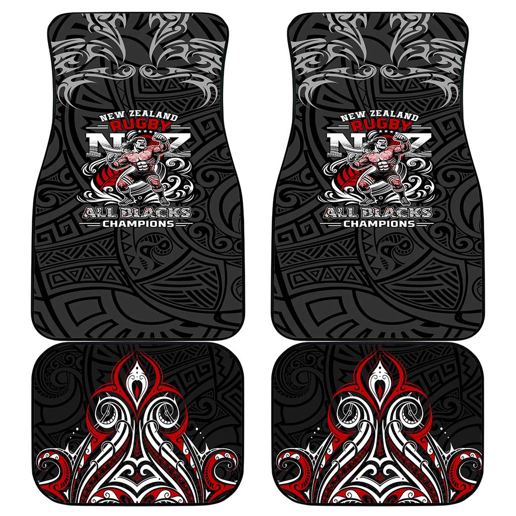All Black NZL Rugby Champions Car Mats Maori Warrior DT02 - Polynesian Pride