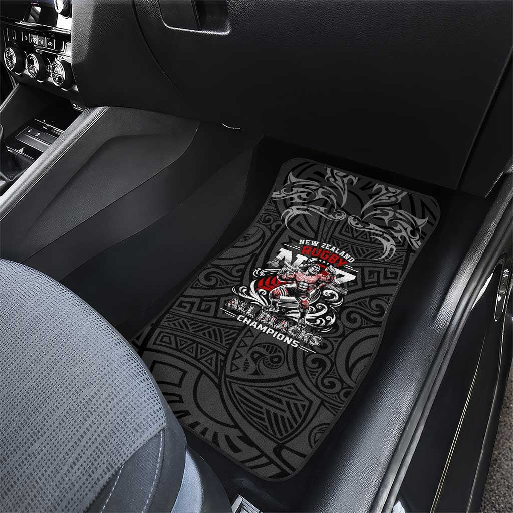 All Black NZL Rugby Champions Car Mats Maori Warrior DT02 - Polynesian Pride