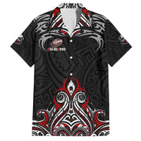 All Black NZL Rugby Champions Family Matching Off The Shoulder Long Sleeve Dress and Hawaiian Shirt Maori Warrior DT02 Dad's Shirt - Short Sleeve Black - Polynesian Pride