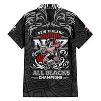 All Black NZL Rugby Champions Family Matching Off Shoulder Maxi Dress and Hawaiian Shirt Maori Warrior DT02 - Polynesian Pride