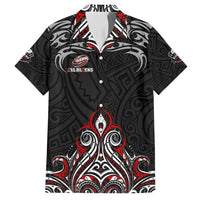 All Black NZL Rugby Champions Family Matching Summer Maxi Dress and Hawaiian Shirt Maori Warrior DT02 Dad's Shirt - Short Sleeve Black - Polynesian Pride