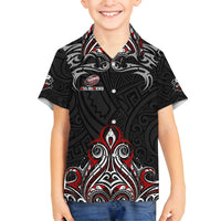 All Black NZL Rugby Champions Family Matching Summer Maxi Dress and Hawaiian Shirt Maori Warrior DT02 Son's Shirt Black - Polynesian Pride