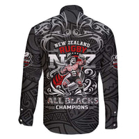 All Black NZL Rugby Champions Family Matching Tank Maxi Dress and Hawaiian Shirt Maori Warrior DT02 - Polynesian Pride