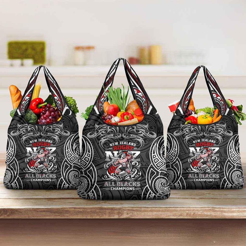 All Black NZL Rugby Champions Grocery Bag Maori Warrior DT02 3-pack One Size Black - Polynesian Pride