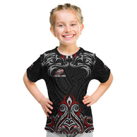 All Black NZL Rugby Champions Kid T Shirt Maori Warrior DT02 Black - Polynesian Pride