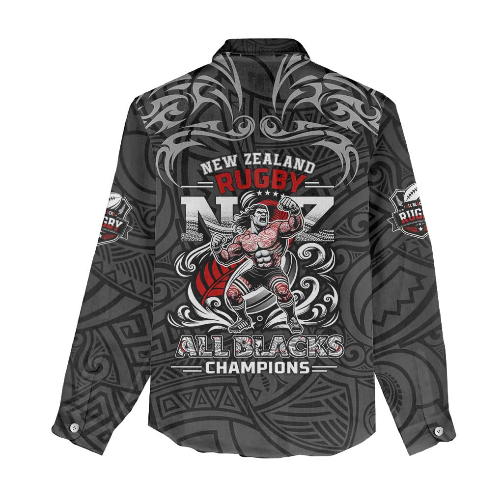 All Black NZL Rugby Champions Women Casual Shirt Maori Warrior DT02 - Polynesian Pride