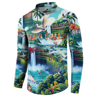 Wailua Falls Hawaii Button Sweatshirt Kauai Natural Beauty
