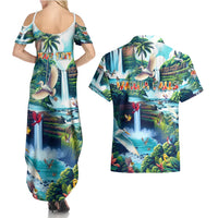 Wailua Falls Hawaii Couples Matching Summer Maxi Dress and Hawaiian Shirt Kauai Natural Beauty DT02 - Polynesian Pride
