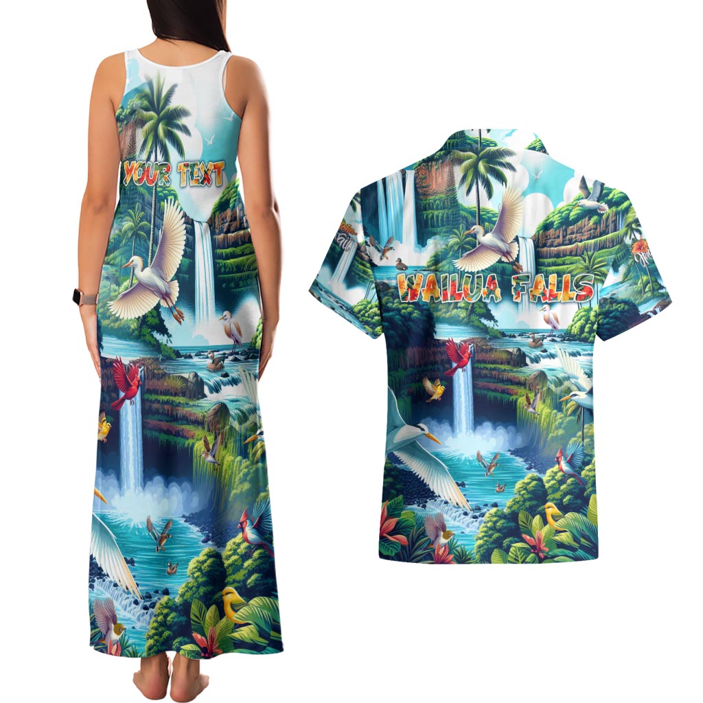 Wailua Falls Hawaii Couples Matching Tank Maxi Dress and Hawaiian Shirt Kauai Natural Beauty DT02 - Polynesian Pride