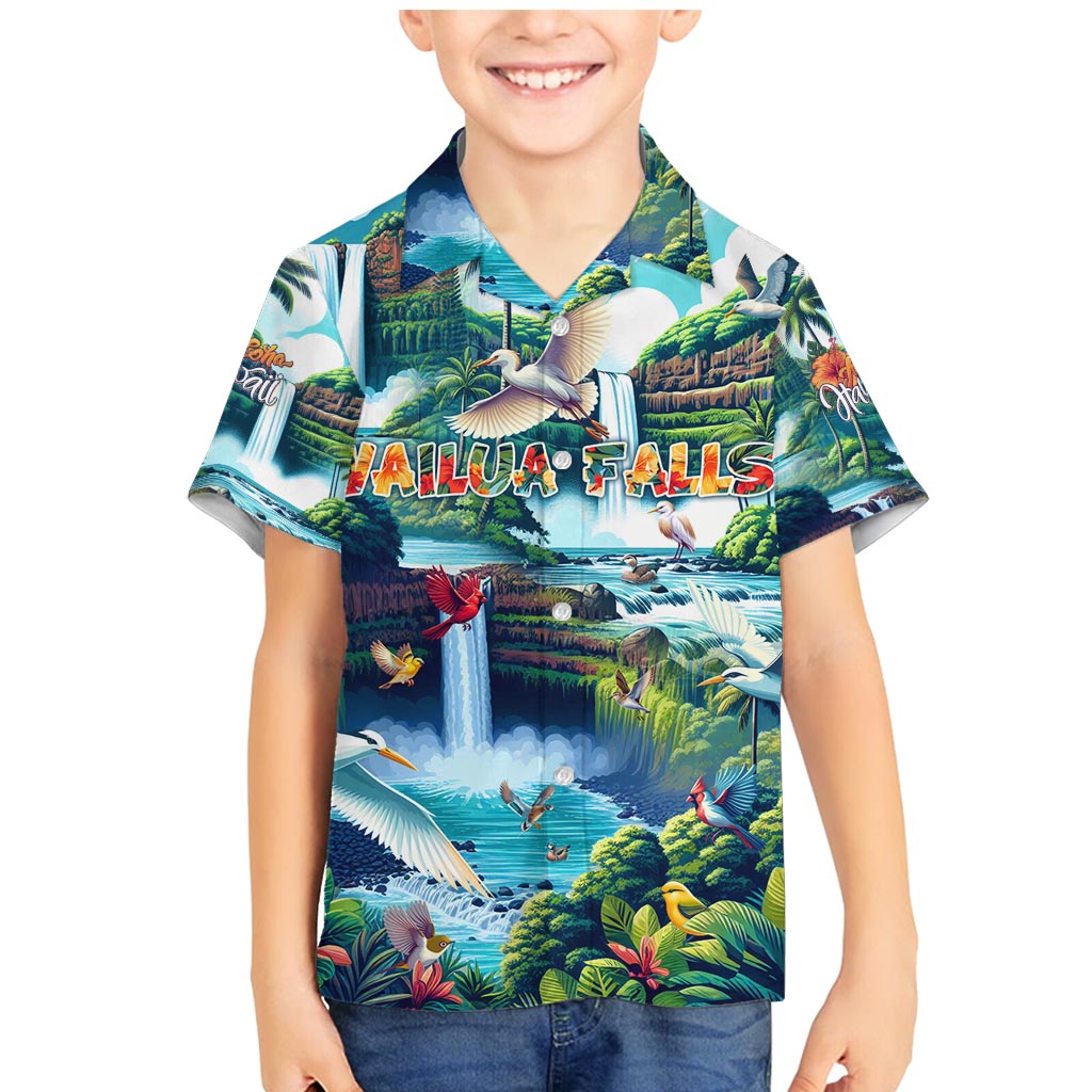 Wailua Falls Hawaii Family Matching Mermaid Dress and Hawaiian Shirt Kauai Natural Beauty DT02 Son's Shirt Art - Polynesian Pride