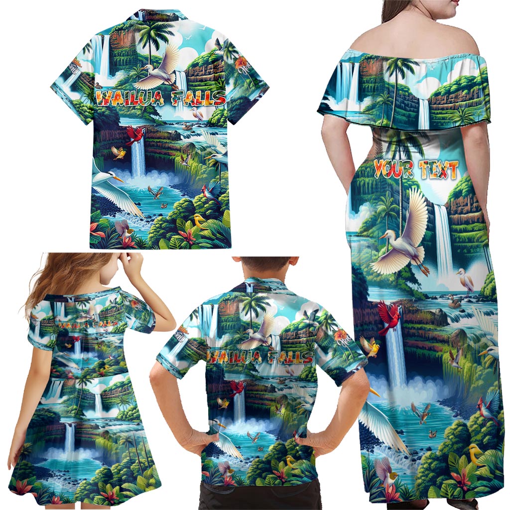 Wailua Falls Hawaii Family Matching Off Shoulder Maxi Dress and Hawaiian Shirt Kauai Natural Beauty DT02 - Polynesian Pride