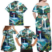 Wailua Falls Hawaii Family Matching Off Shoulder Maxi Dress and Hawaiian Shirt Kauai Natural Beauty DT02 - Polynesian Pride
