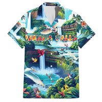Wailua Falls Hawaii Family Matching Off Shoulder Maxi Dress and Hawaiian Shirt Kauai Natural Beauty DT02 Dad's Shirt - Short Sleeve Art - Polynesian Pride