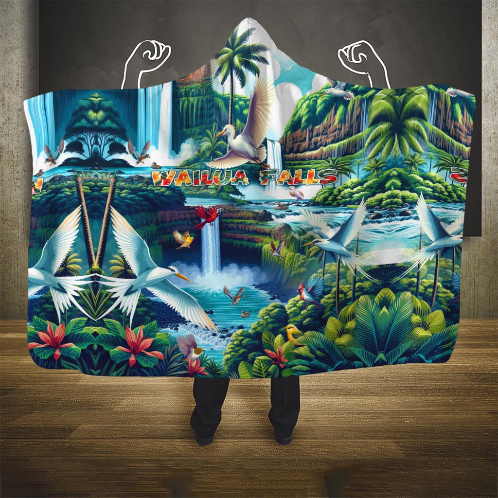 Wailua Falls Hawaii Hooded Blanket Kauai Natural Beauty DT02 - Polynesian Pride