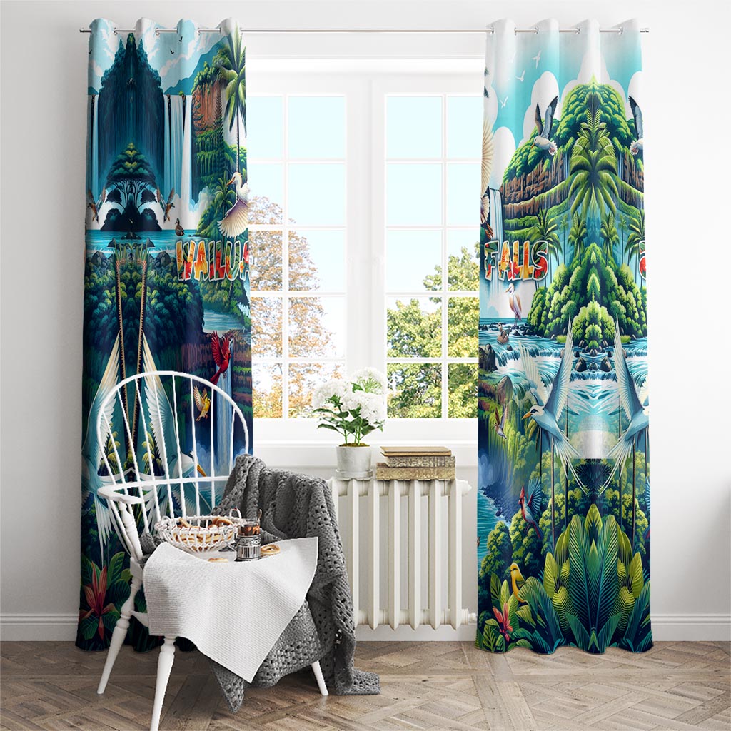 Wailua Falls Hawaii Window Curtain Kauai Natural Beauty