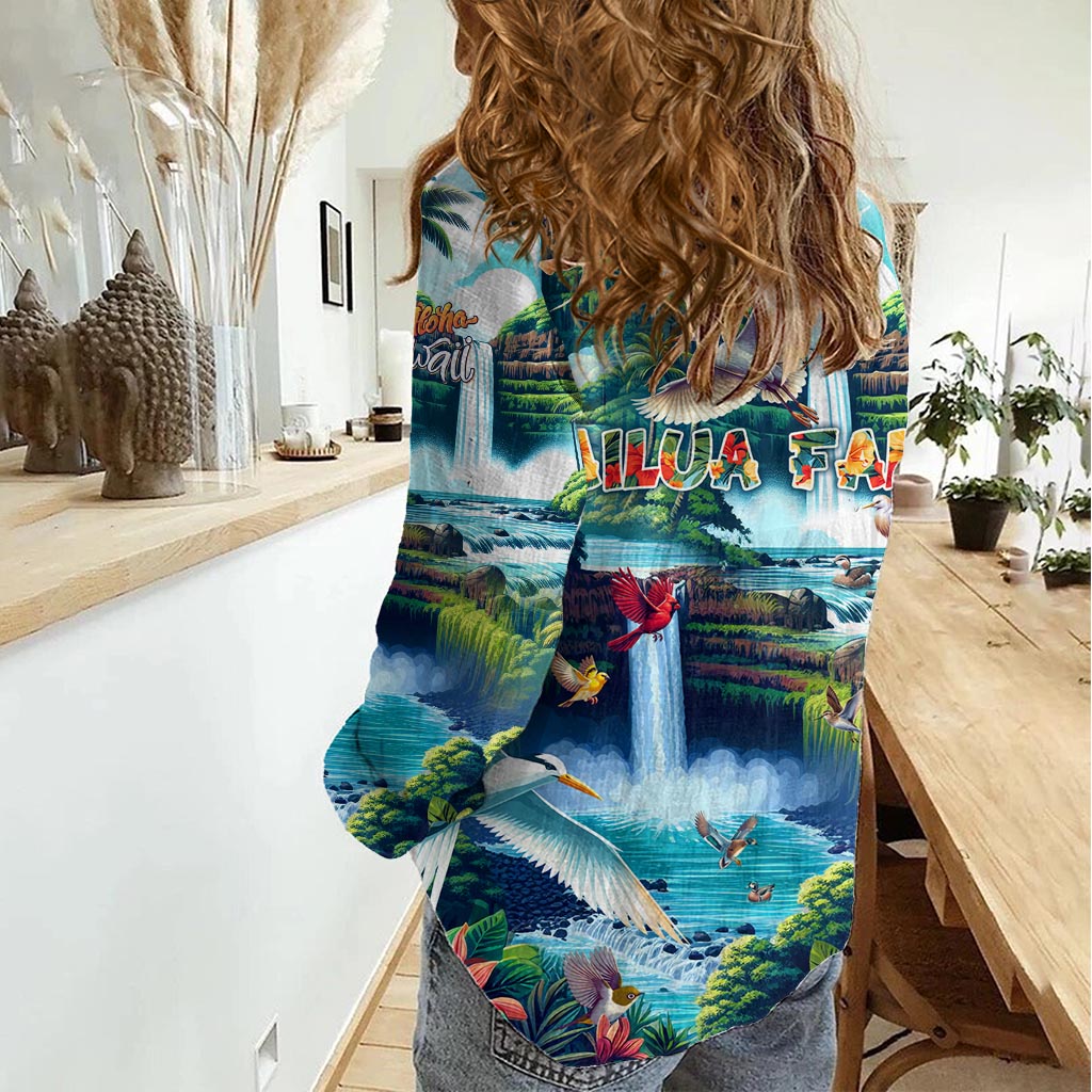 Wailua Falls Hawaii Women Casual Shirt Kauai Natural Beauty DT02 - Polynesian Pride