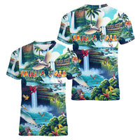 Wailua Falls Hawaii Women V-Neck T-Shirt Kauai Natural Beauty DT02 - Polynesian Pride